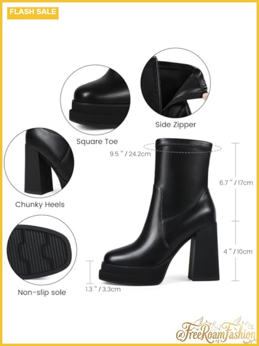 Platform Ankle Booties Faux Leather Chunky Block Heel Combat Boot - Picture 3 of 6